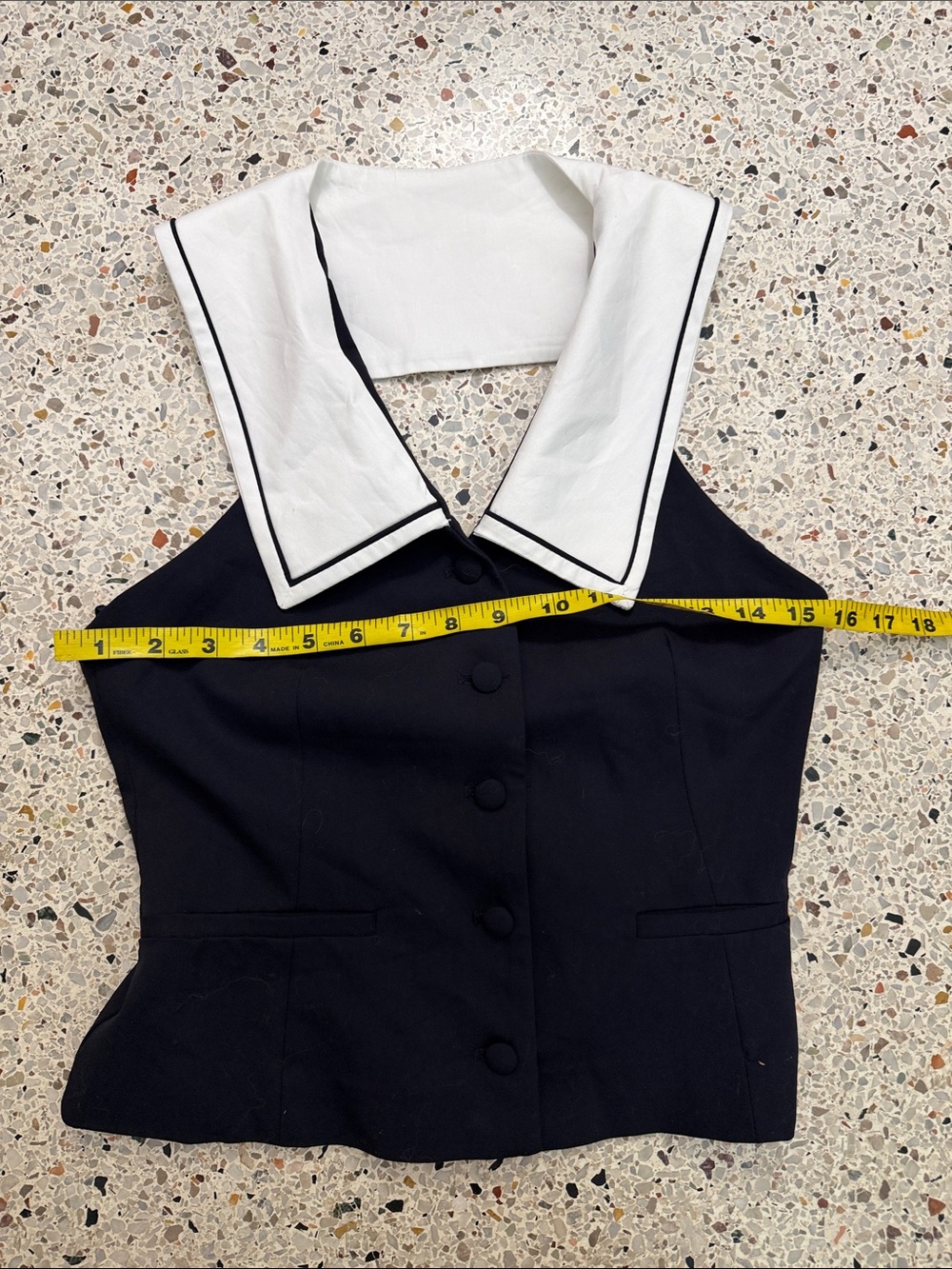 Zara navy blue white nautical sailor halter open back top small s - Picture 6 of 7